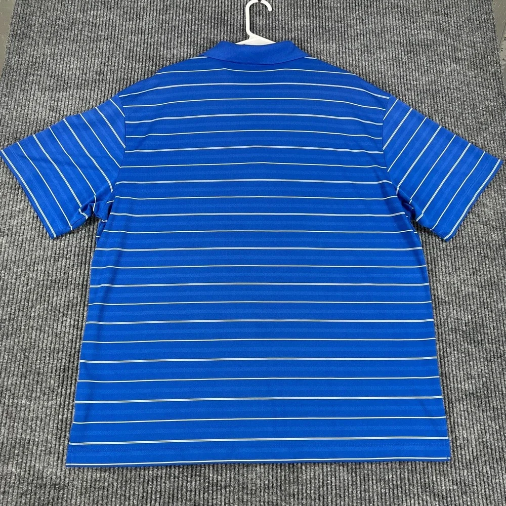 Nike Polo Shirt Mens XL Extra Large Blue Striped Short Sleeve Golf Casual DriFit
